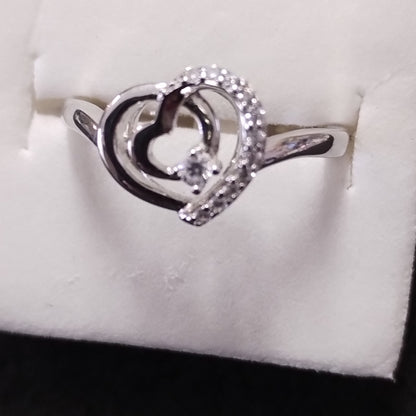 Bague en argent coeur